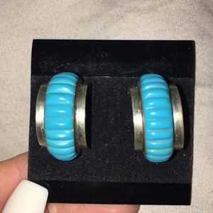 turquoise sterling silver hoop earrings